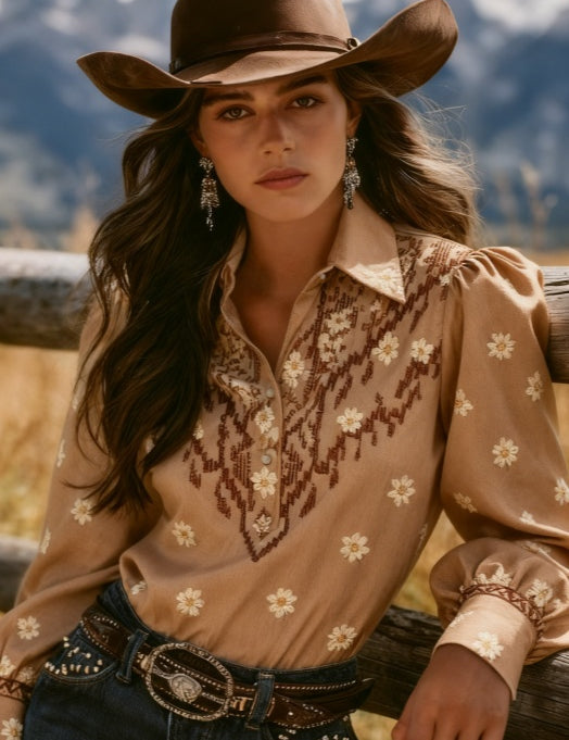 Annabelle Sinclair | Polka Dot Puff Sleeve Blouse For Women