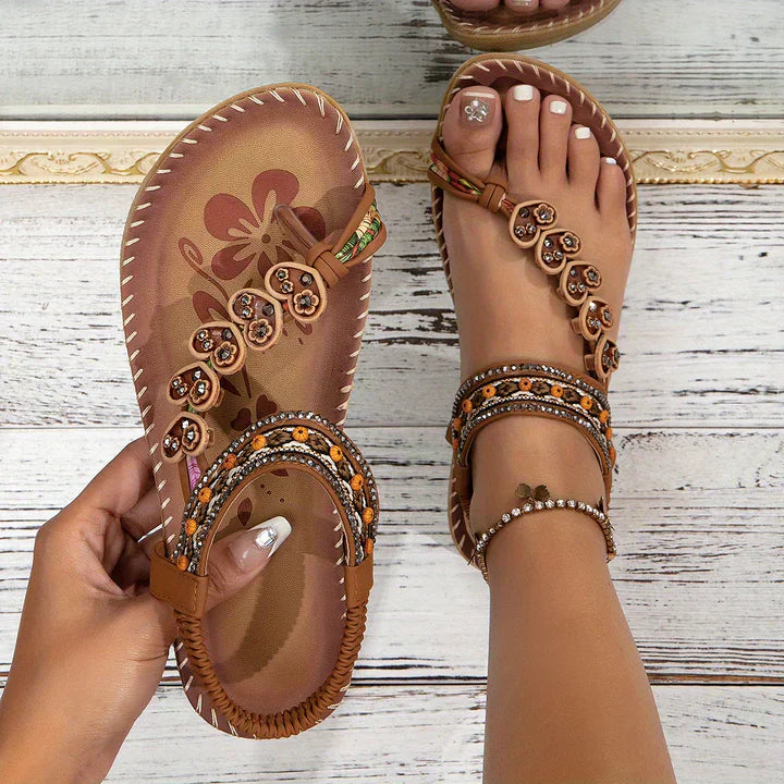 Ophelia Branscombe | Boho Beaded Flat Sandals For Women