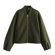 Noelle Fontclair | Stand Collar Wool-Blend Bomber Jacket For Women