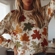 Noelle Devereux | Maple Leaf Print Crew-Neck Sweatshirt For Women