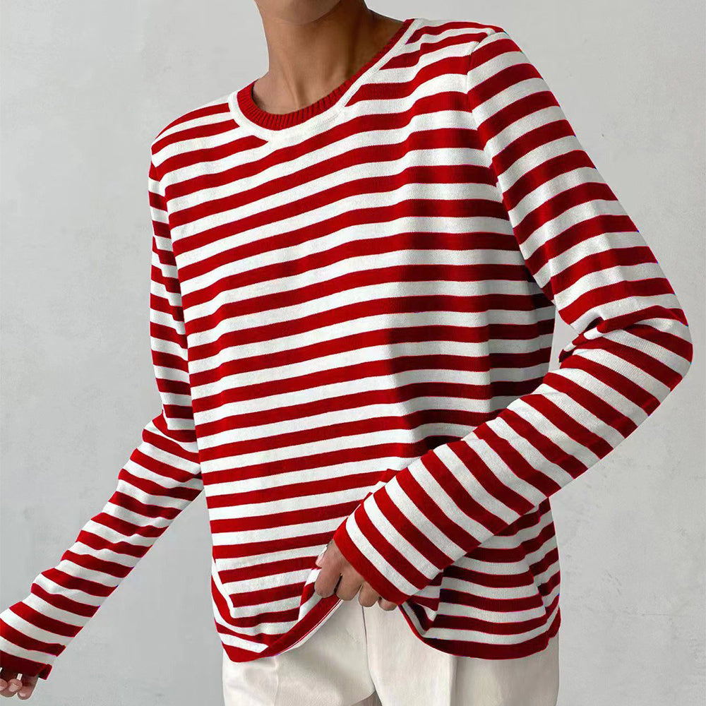 Josephine Delacourt | Striped Knit Long Sleeve Sweater For Women