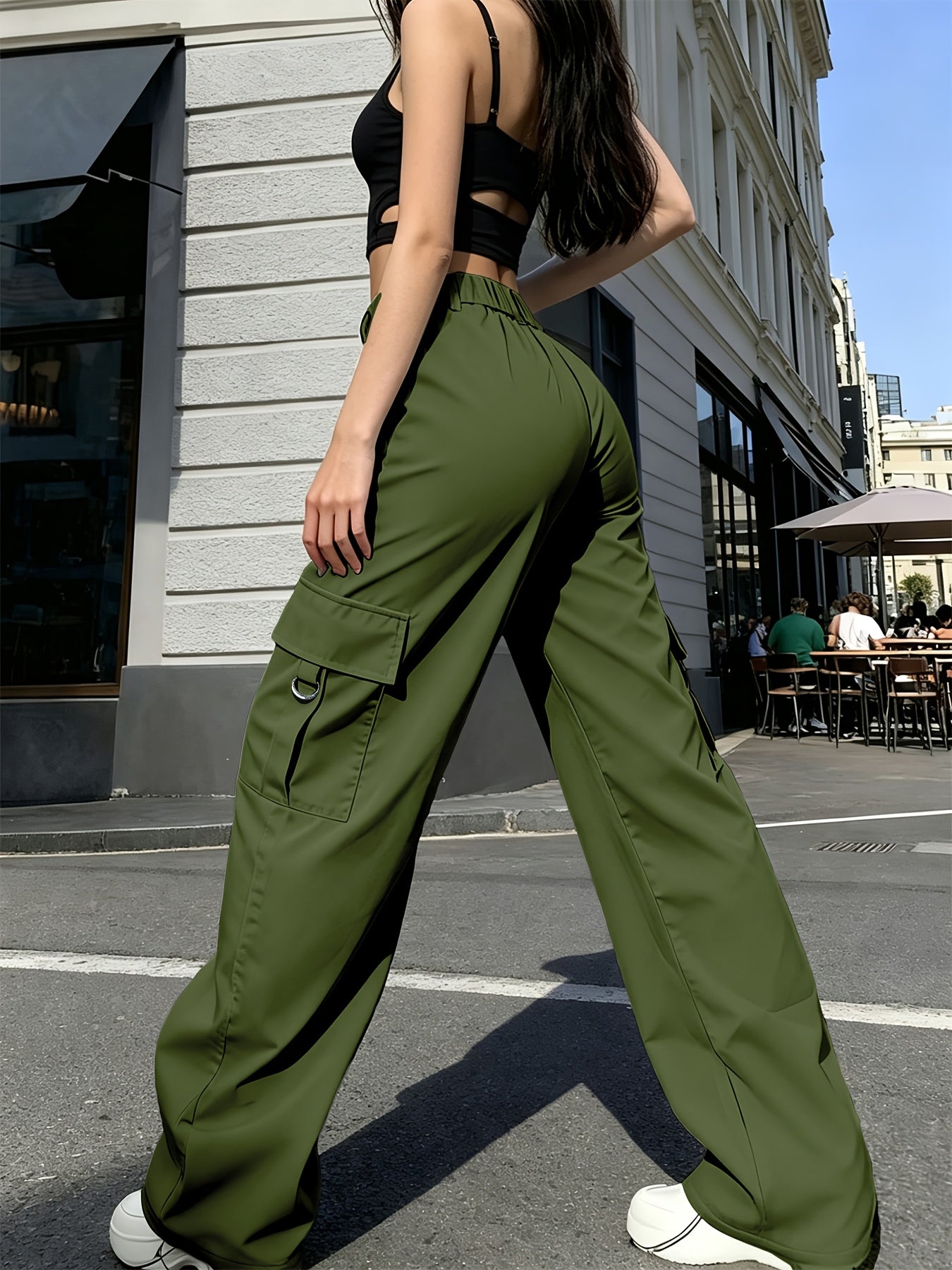 Sabine Hollande | High-Waisted Wide-Leg Cargo Pants For Women