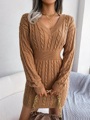 Margot Delahaye | Cable-Knit Peplum Sweater Mini Dress For Women