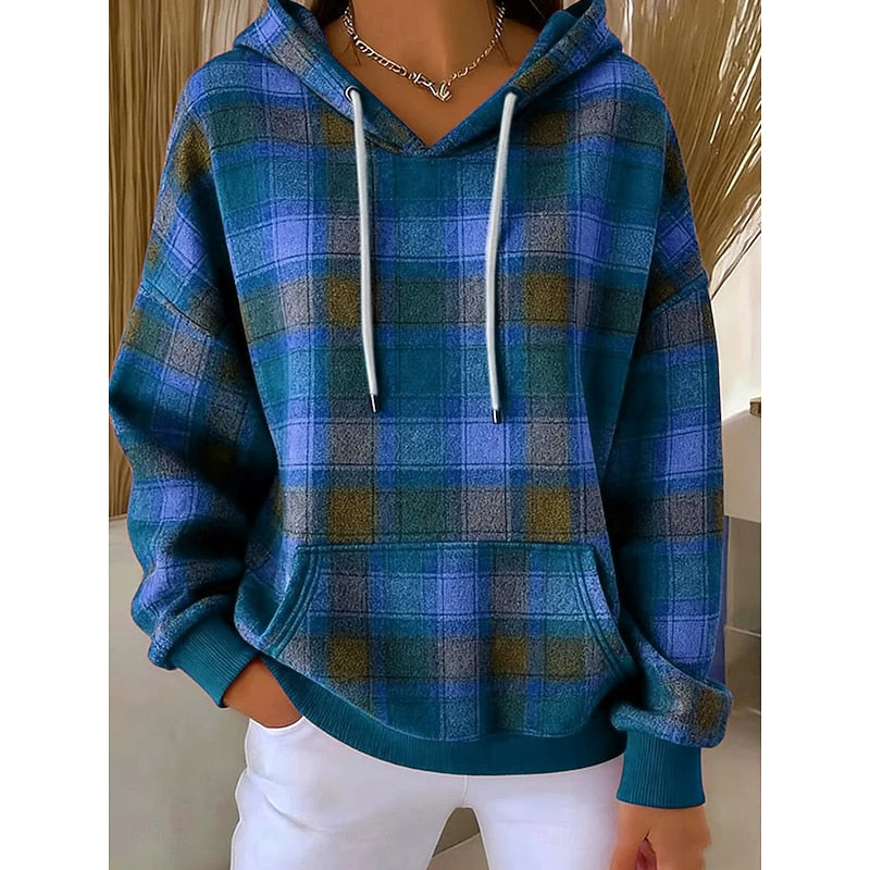 Margaux Delcourt | Checked Hoodie With Drawstring Hood For Women