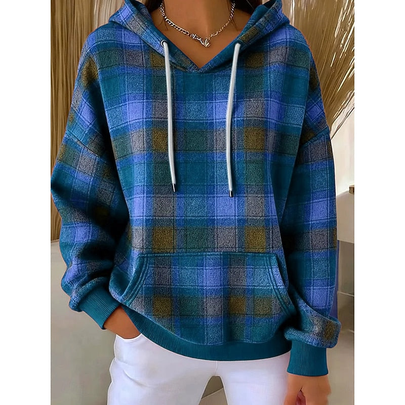 Margaux Delcourt | Checked Hoodie With Drawstring Hood For Women