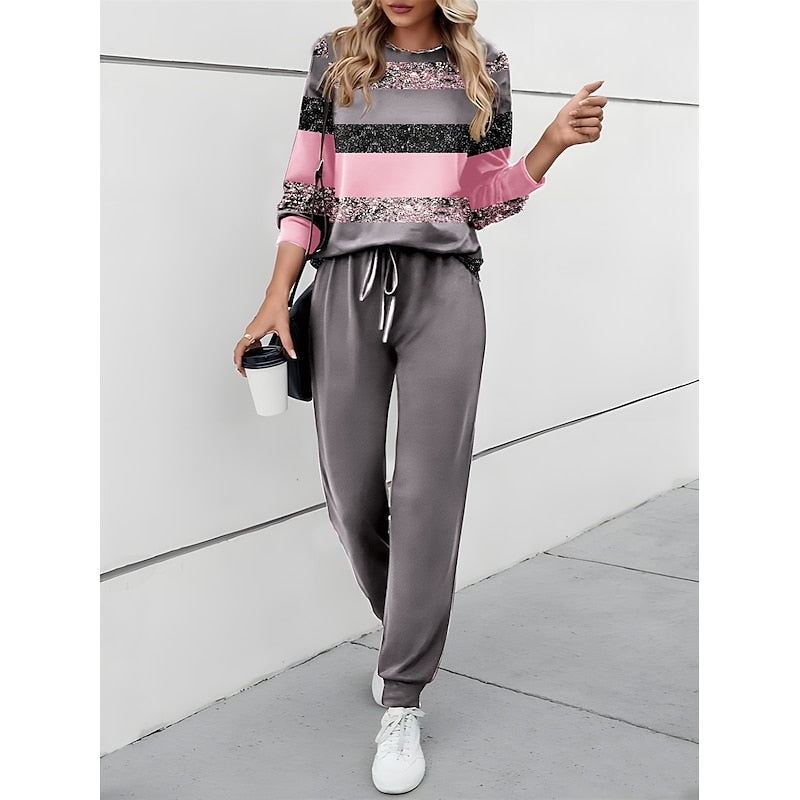 Adeline Beauregard | Color Block Lounge Two-Piece Set For Women