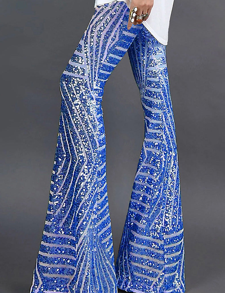 Gianna Belcourt | Gold Sequin Flare Pants For Women