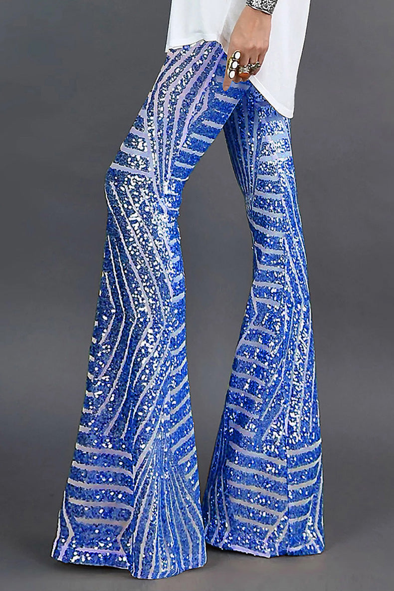 Gianna Belcourt | Gold Sequin Flare Pants For Women