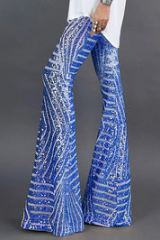 Gianna Belcourt | Gold Sequin Flare Pants For Women