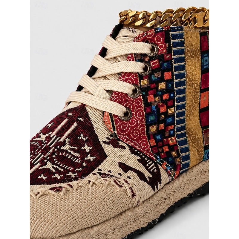 Nathalie Prewitt | Woven Boho High-Top Sneakers For Women