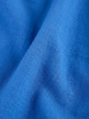 Aurore Bellefontaine | Oversized Blue Linen Boho Maxi Dress with 3/4 Sleeves