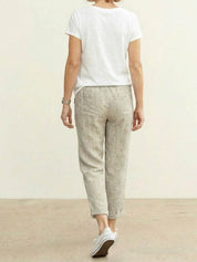 Elaine Beauchamp | Women's Linen-Look Drawstring Straight-Leg Trousers