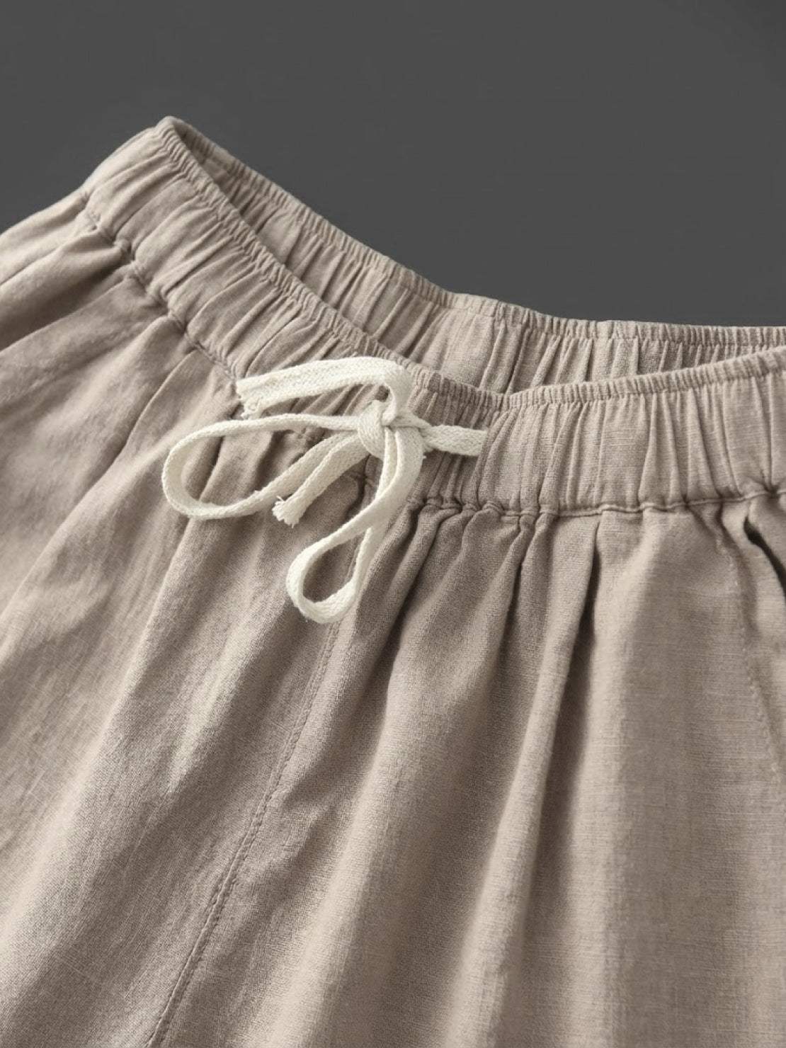 Elaine Beauchamp | Women's Linen-Look Drawstring Straight-Leg Trousers
