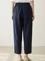 Elaine Beauchamp | Women's Linen-Look Drawstring Straight-Leg Trousers
