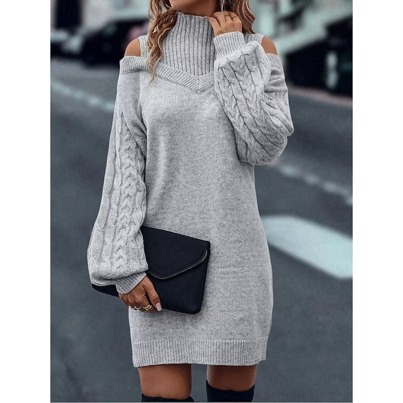 Josette Villard | Cold-Shoulder Turtleneck Sweater Dress For Women