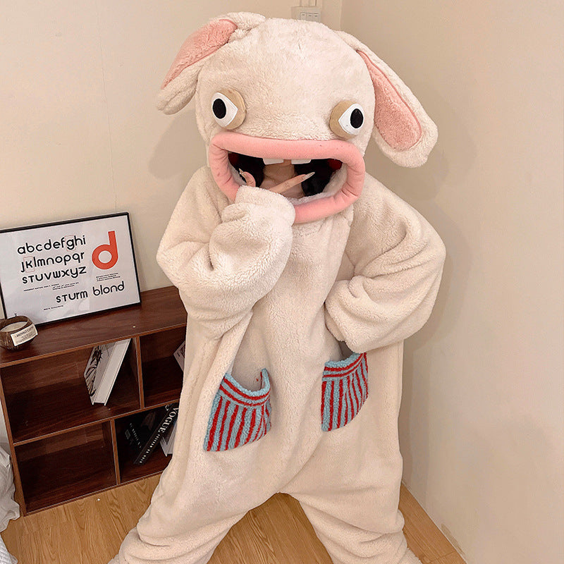 Briar Valcourt | Cream Bear Oversized Hood Fleece Onesie For Women