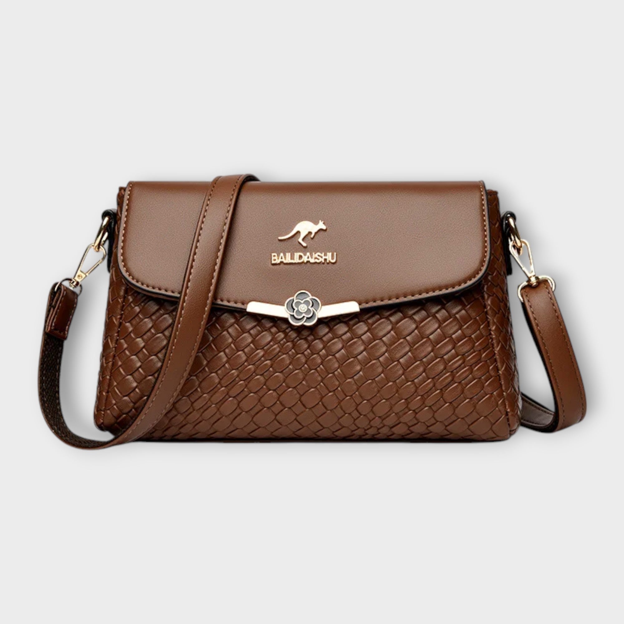 Vivienne Lacroix | Black Woven Faux Leather Crossbody Bag