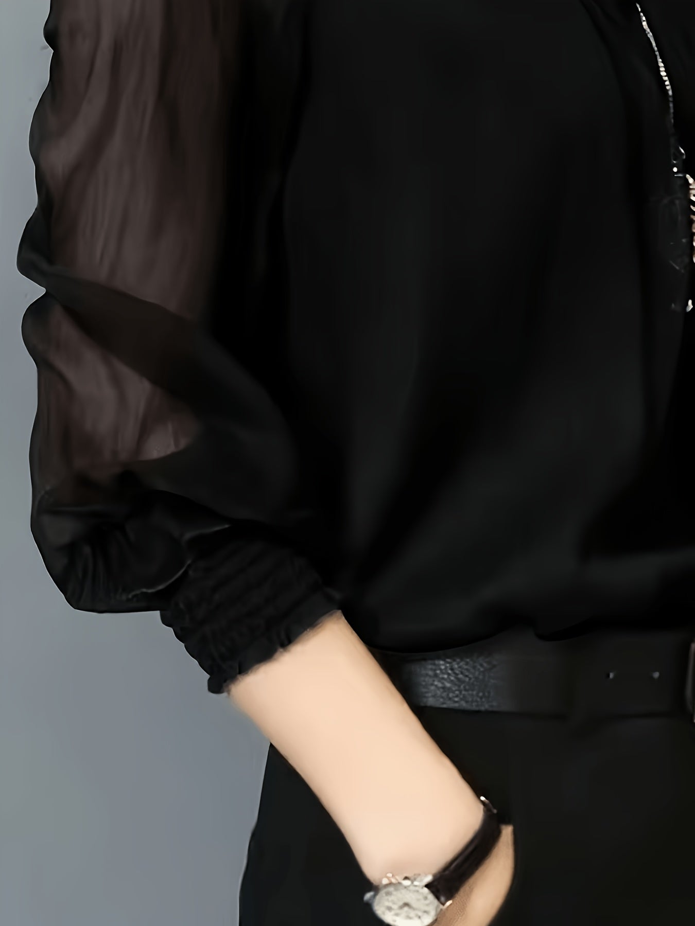 Federica Salvemini | Sheer Chiffon Blouse With Stand Collar For Women