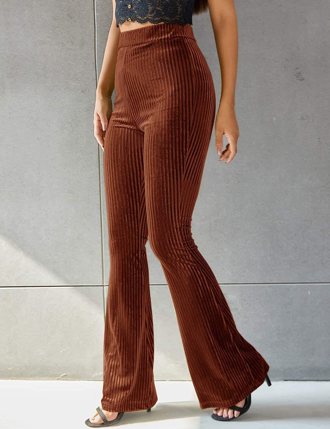 Adrienne Castel | High-Waist Velvet Flare Pants For Women