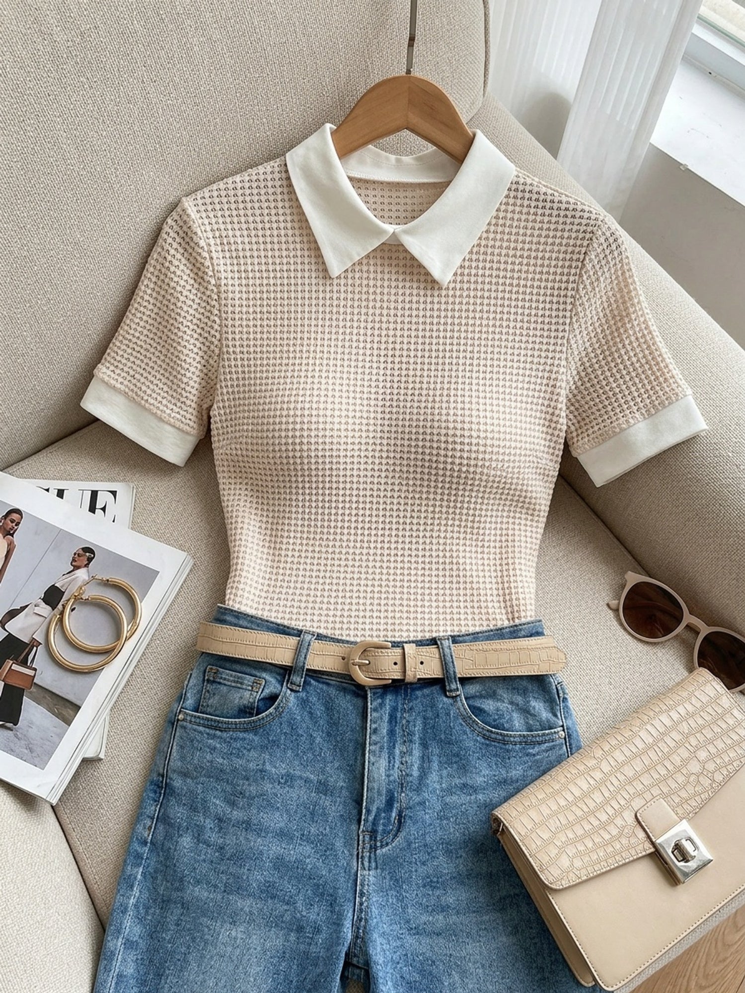 Noelle Duvall | Contrast Collar Knit Sweater For Women