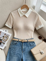 Noelle Duvall | Contrast Collar Knit Sweater For Women