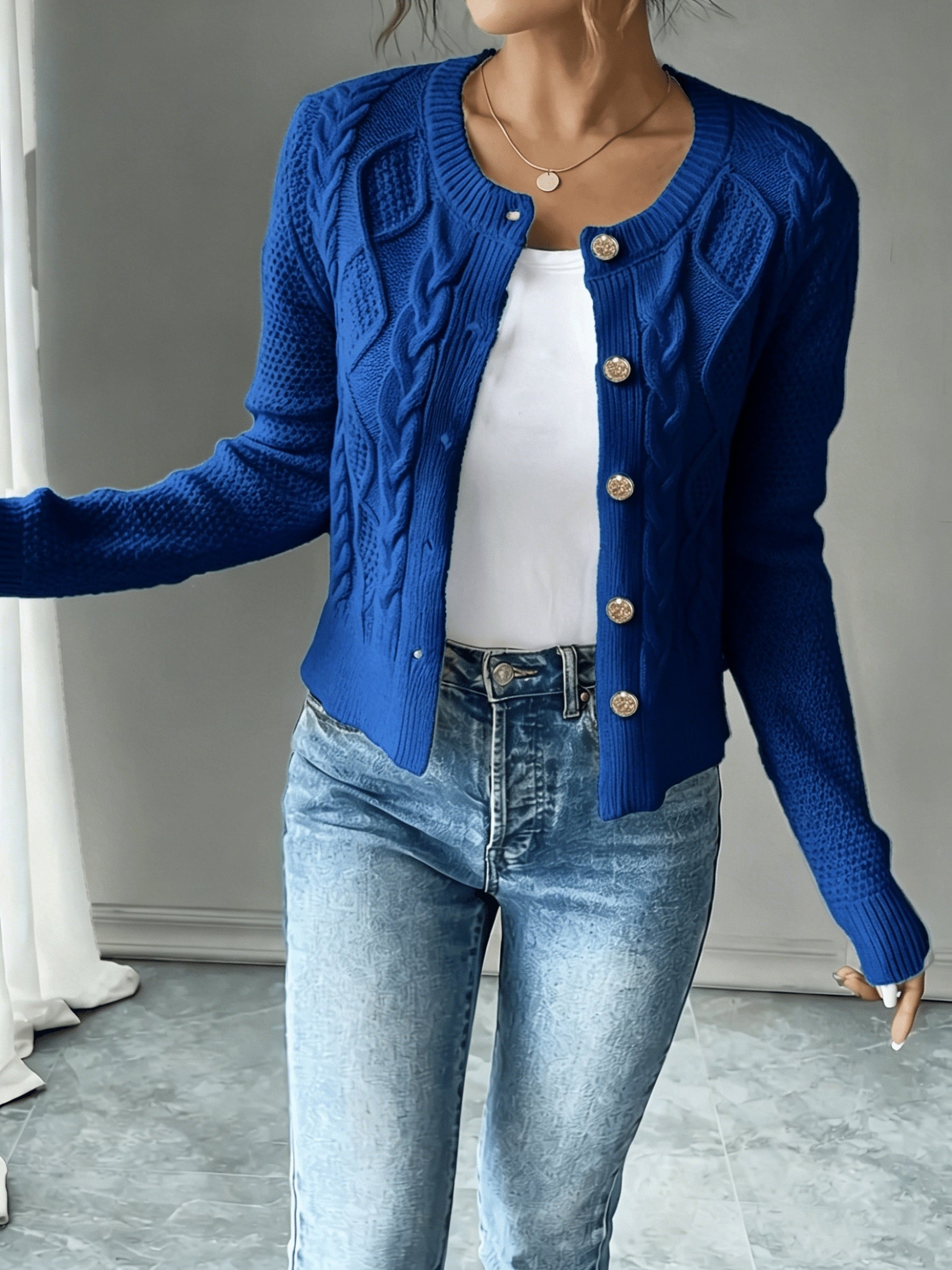 Vittoria Rossignol | Cable-Knit Button-Front Cardigan For Women