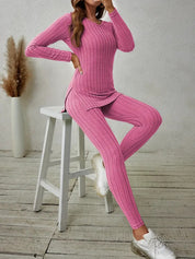 Celine Aubert | Ribbed Knit Two-Piece Lounge Set For Women