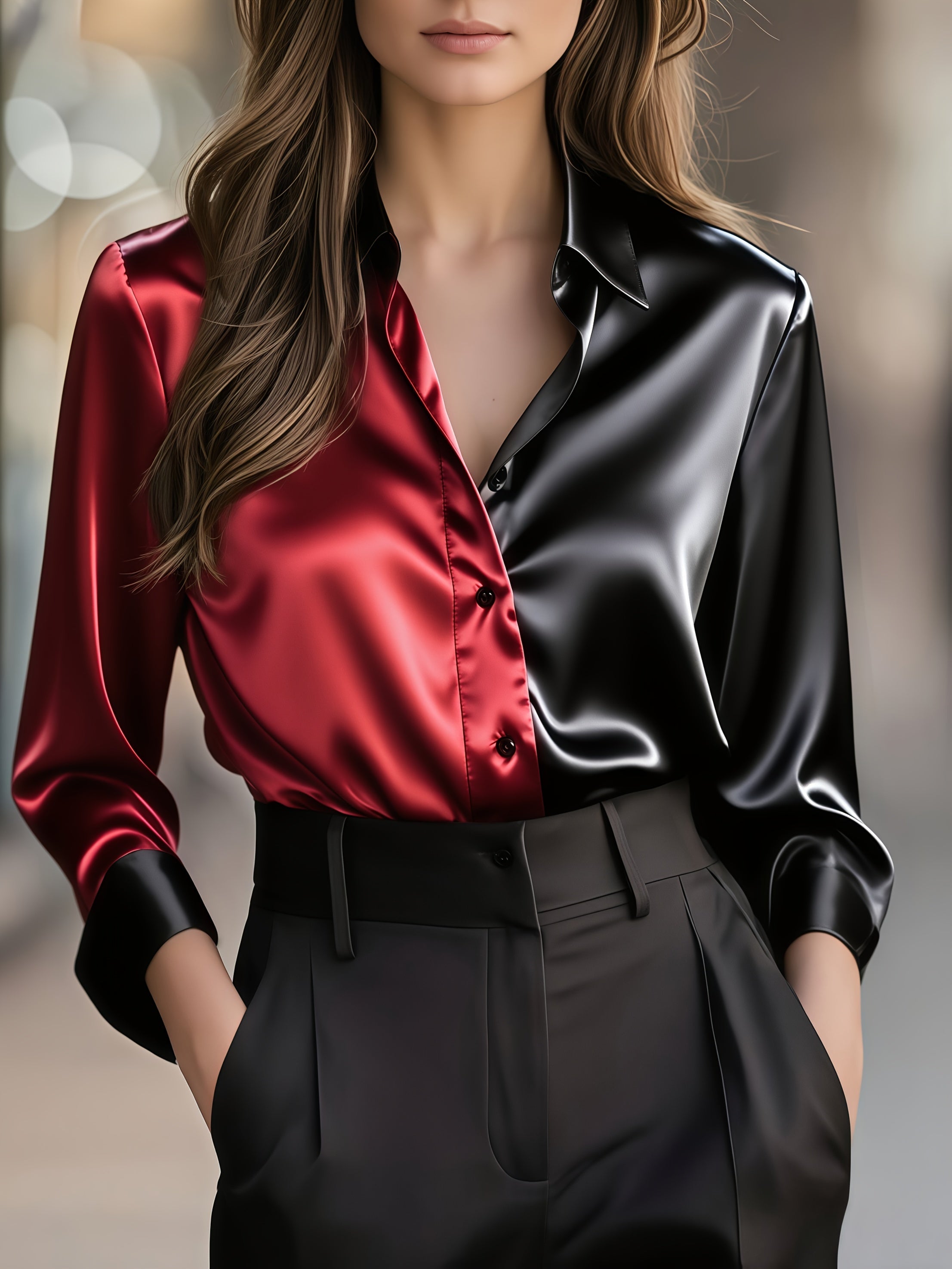 Colette Rousset | Silk Color-Block Blouse For Women