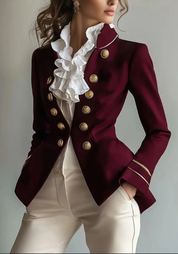 Victoire Lantier | Vintage Court-Style Burgundy Blazer For Women