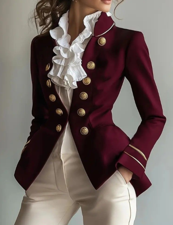 Victoire Lantier | Vintage Court-Style Burgundy Blazer For Women