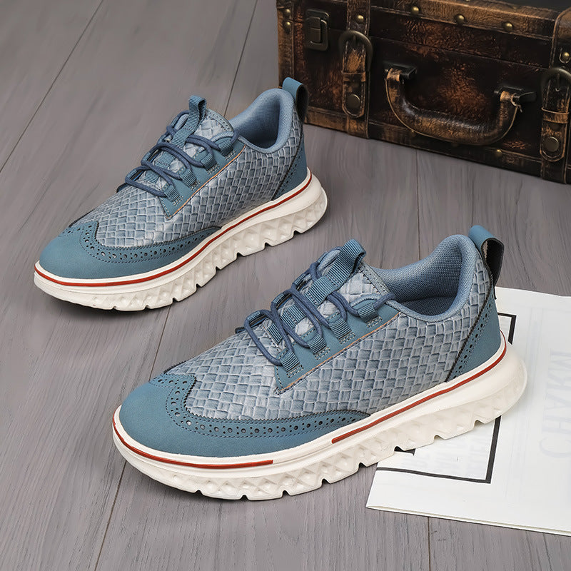 Eli Ostbridge | Woven Leather Lace-Up Sneakers For Men