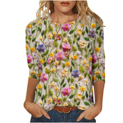 Isadora Winslow | 3D Floral Print Round Neck Top For Women