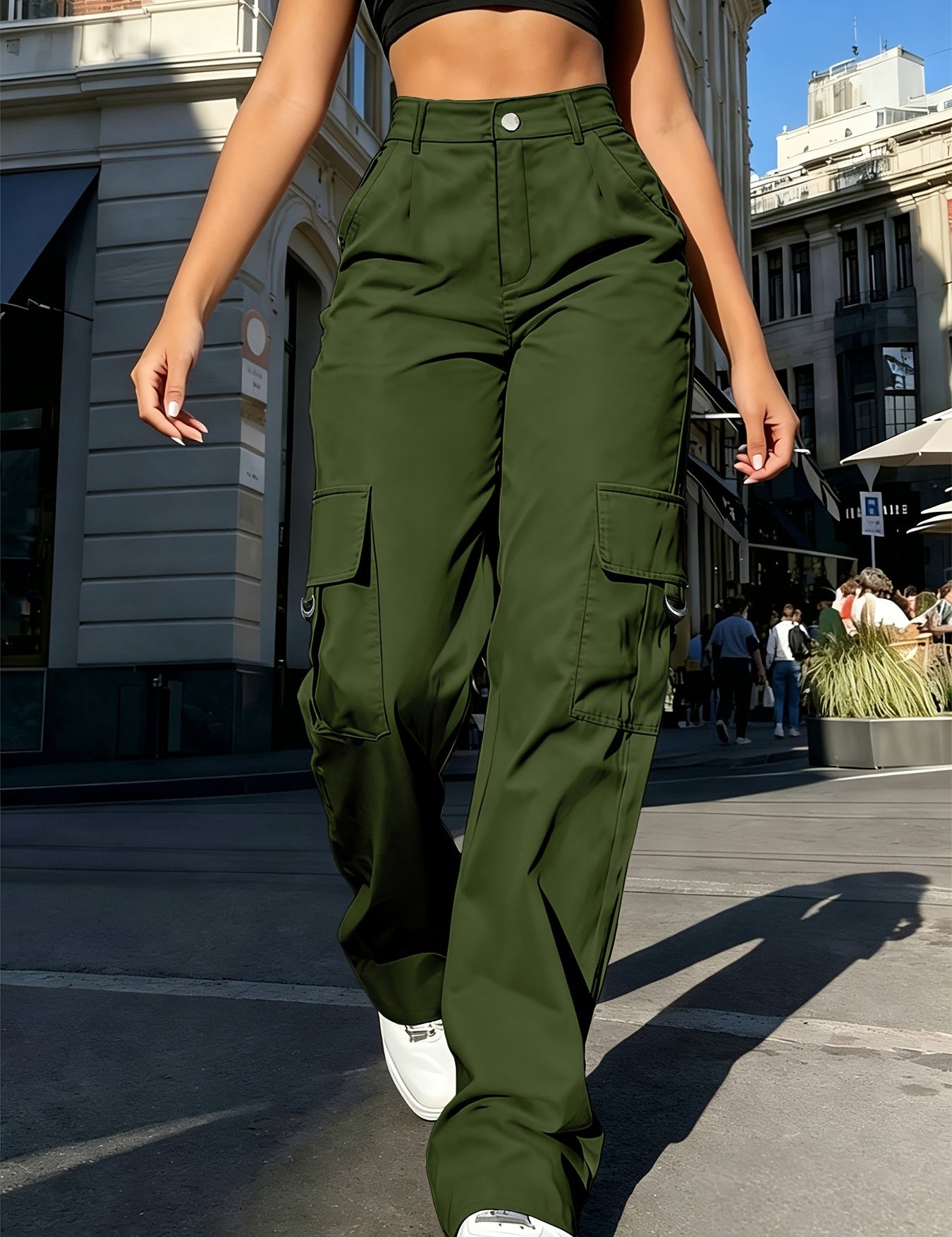 Sabine Hollande | High-Waisted Wide-Leg Cargo Pants For Women