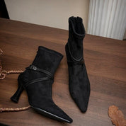 Rosalind Duquesne | Suede Stiletto Ankle Boots With Buckle Strap