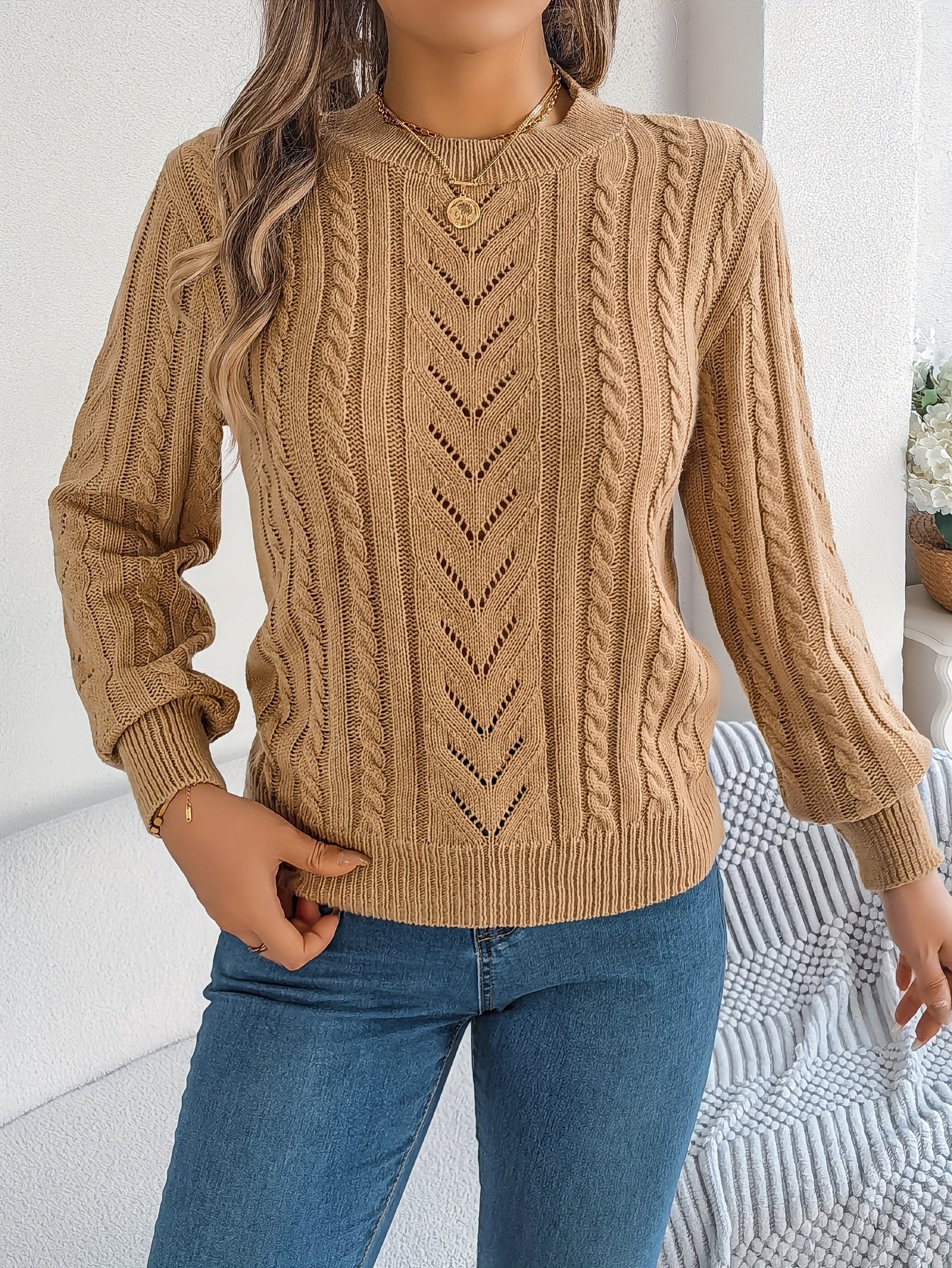 Camilla Winterbourne | Cable-Knit Textured Sweater For Women