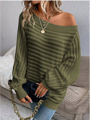 Colombe Vantoux | Off-Shoulder Ribbed Knit Sweater For Women