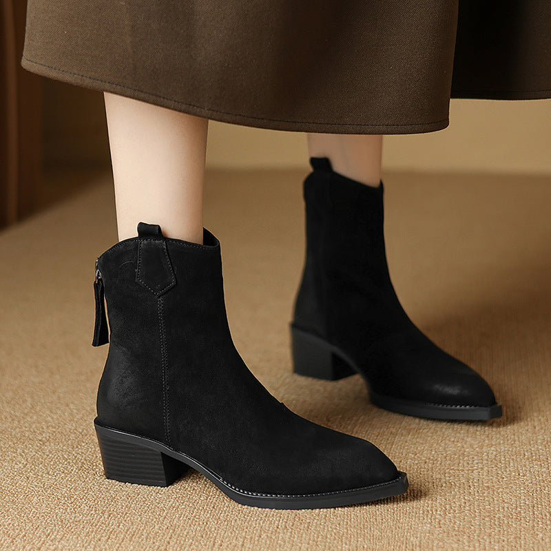 Pauline Ferrand | Suede Ankle Boots With Pointed Toe For Women