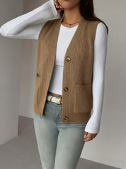 Naomi Chastellain | Buttoned V-Neck Sweater Vest