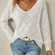 Camryn Ashwood | Openwork V-Neck Sweater For Women