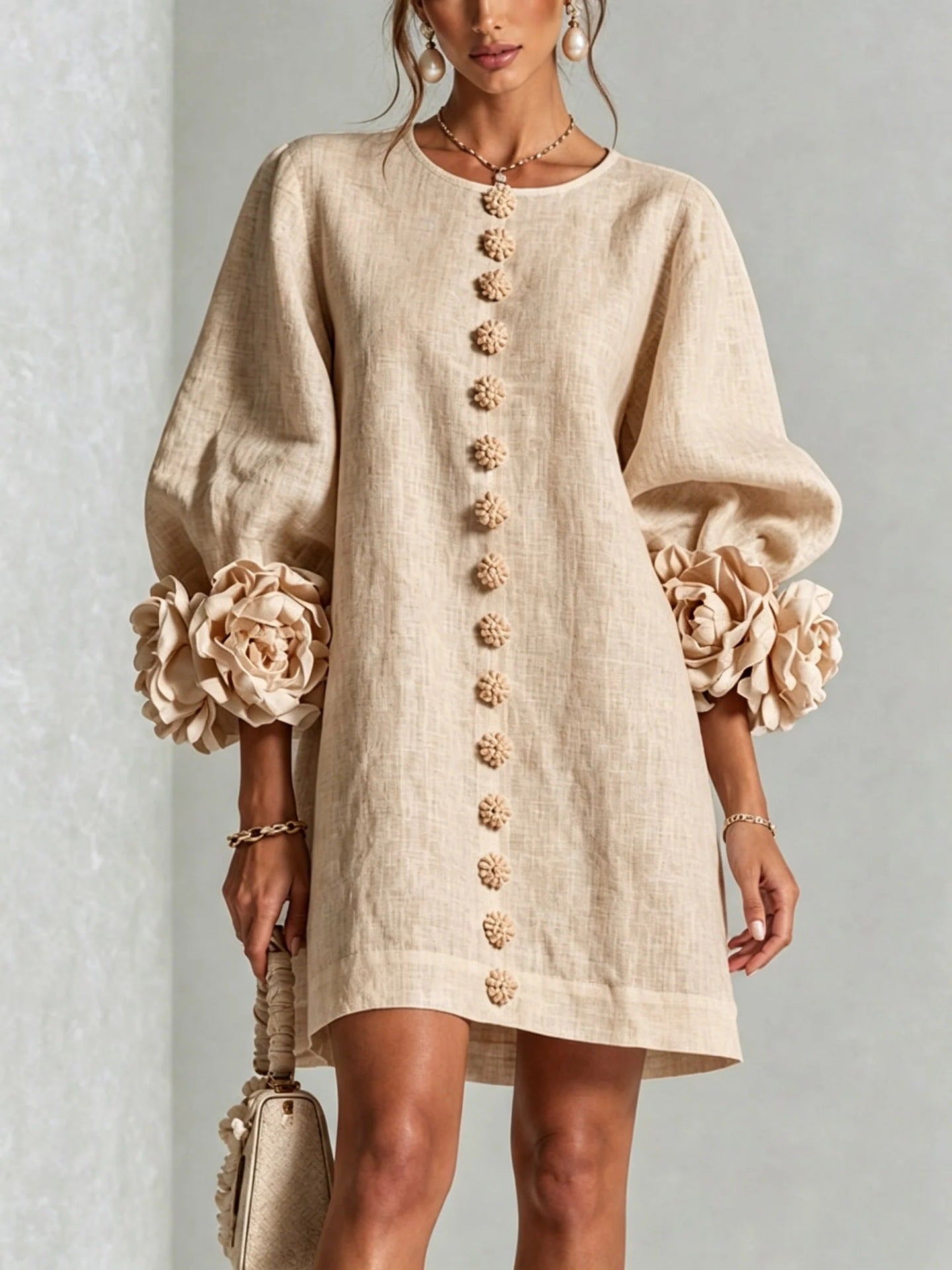 Blakely Fenwell | Ruffle Sleeve Button Mini Dress For Women