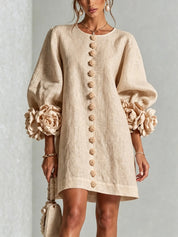 Blakely Fenwell | Ruffle Sleeve Button Mini Dress For Women