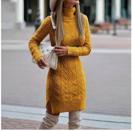 Solange Fontenay | Cable Knit Turtleneck Mini Dress For Women
