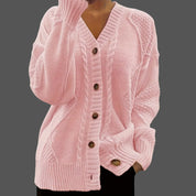 Clara Bennington | Cable-Knit Button-Front Cardigan For Women