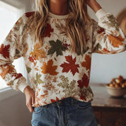 Noelle Devereux | Maple Leaf Print Crew-Neck Sweatshirt For Women