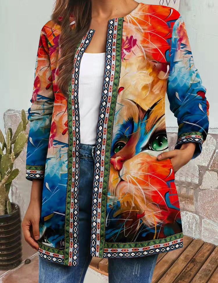 Beatrice Anselmi | Bohemian Print Long-Sleeve Cardigan Jacket For Women