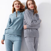 Ophelia Renard | Zip-Up Knitted Two Piece Set For Women