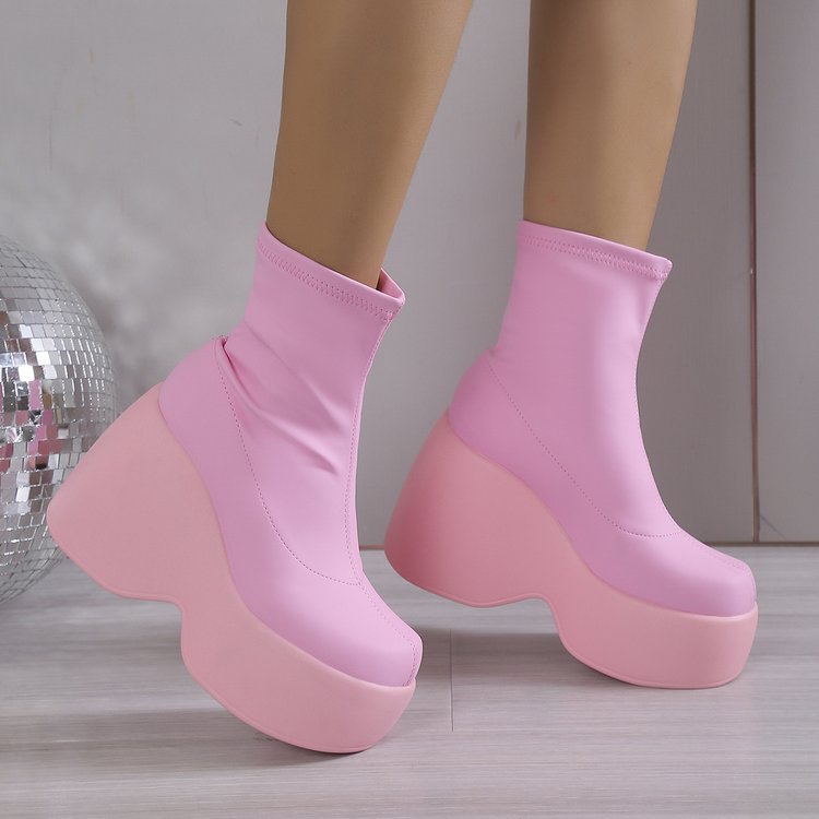 Océane Beaufort | Wedge Platform Ankle Boots For Women
