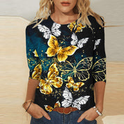 Colette Marchand | Paisley Print 3/4 Sleeve Top For Women