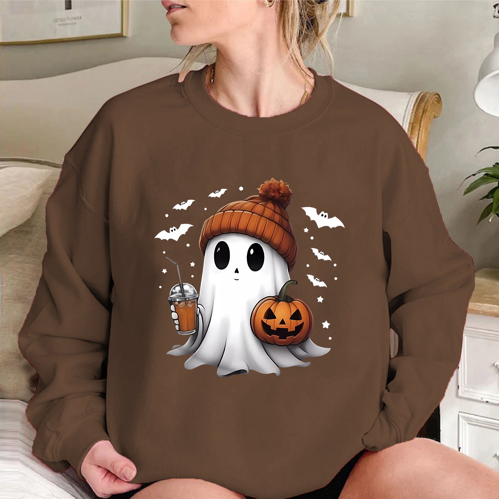 Rosamund Kingsley | Halloween Ghost Print Sweatshirt For Women