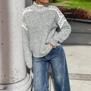 Adele Winters | Turtleneck Contrast Knit Sweater For Women